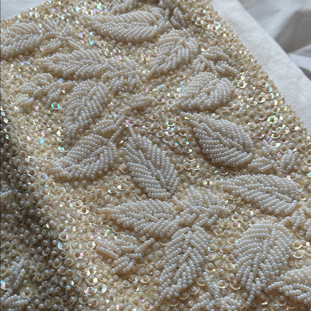 Chic Beaded Clutch in Cream - Picture 2 of 16